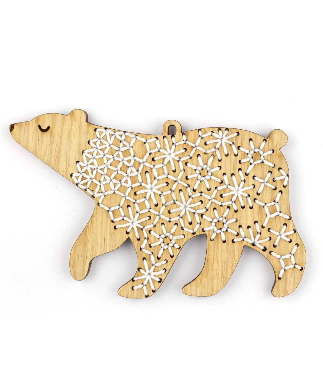 Wooden Bear Stitched Ornament Kit from Kiriki