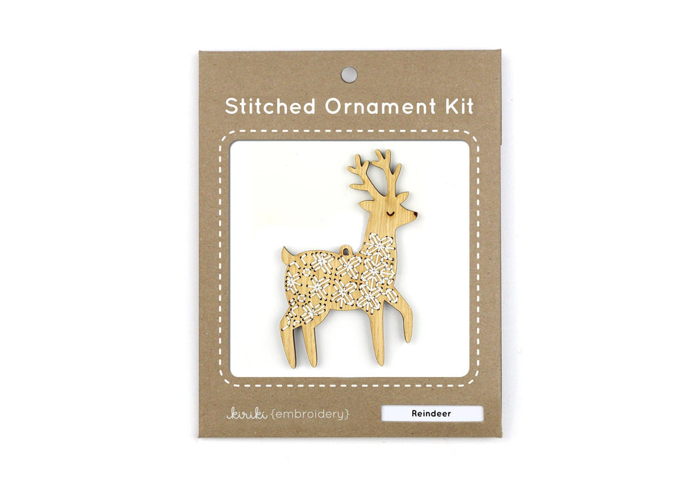 Wooden Reindeer Stitched Ornament Kit from Kiriki