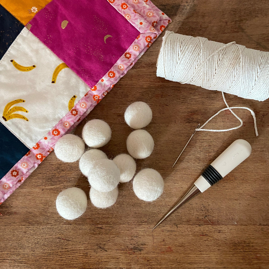 Default Wool Felt Balls - #1 Cream - Ten 1" Balls, 2.2cm