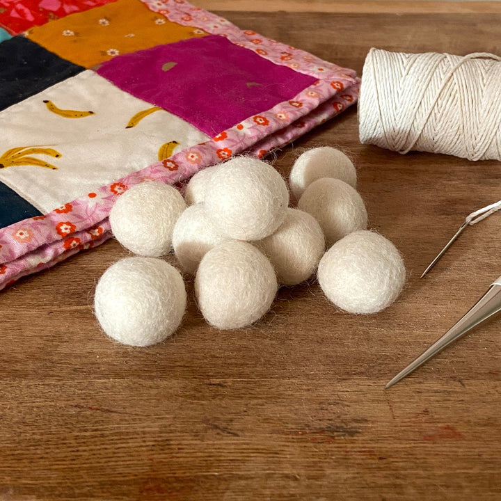 Default Wool Felt Balls - #1 Cream - Ten 1" Balls, 2.2cm