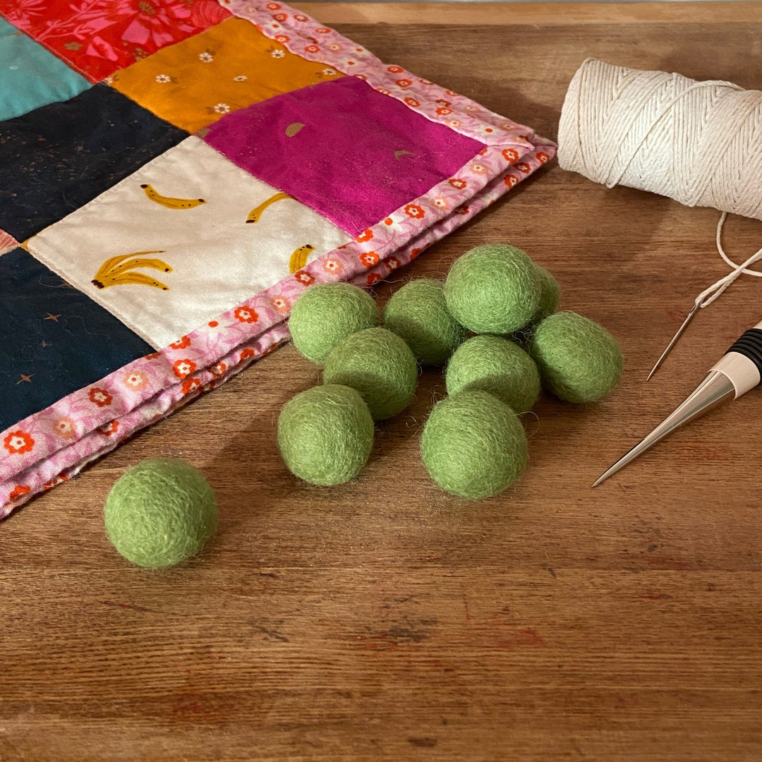 Default Wool Felt Balls - #34 Lichen - Ten 1" Balls, 2.2cm