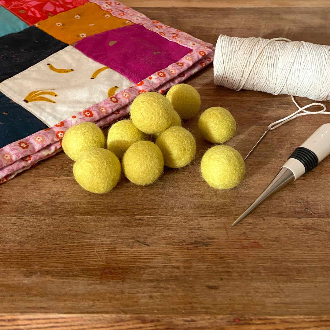Default Wool Felt Balls - #56 Citron - Ten 1" Balls, 2.2cm