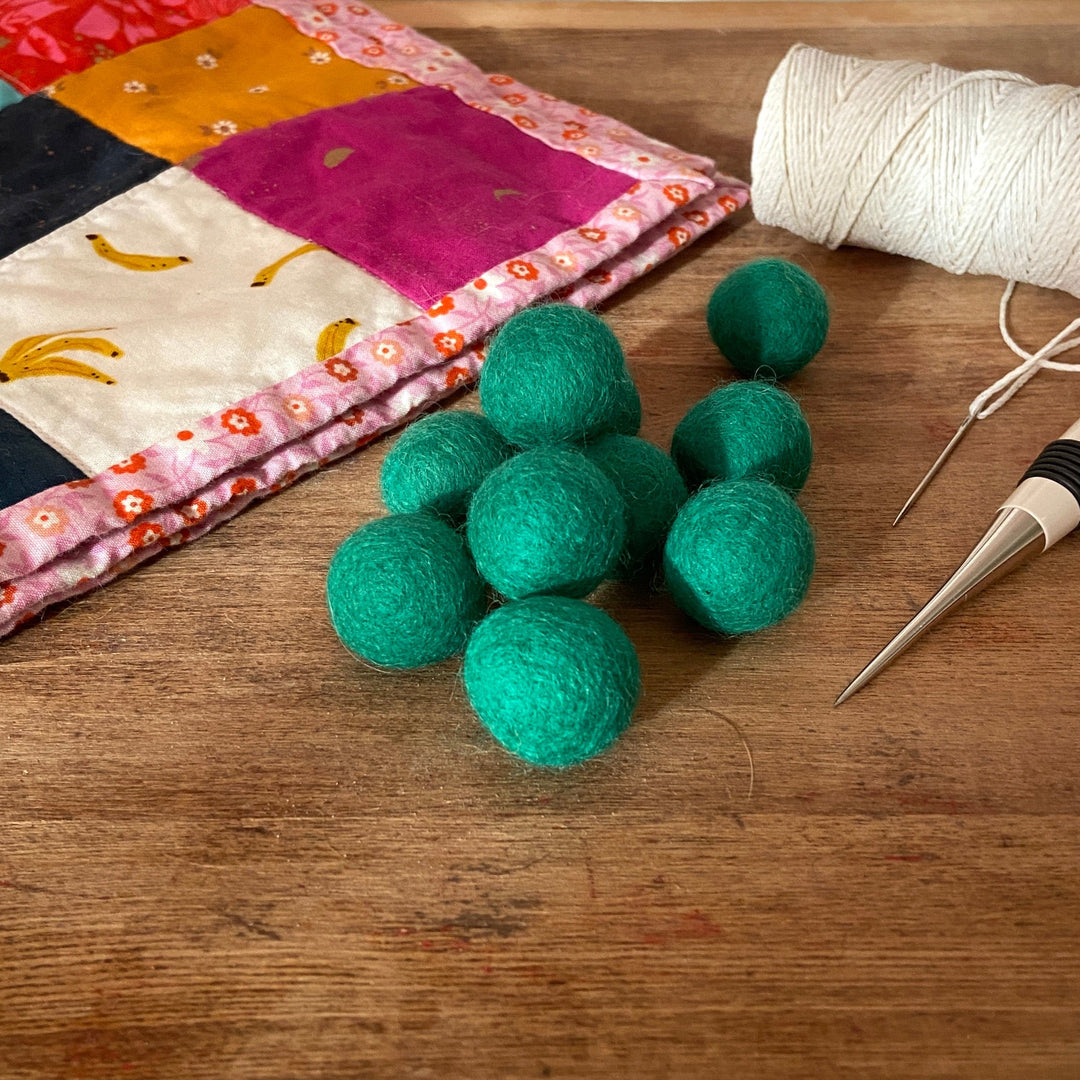 Default Wool Felt Balls - #59 Jade - Ten 1" Balls, 2.2cm