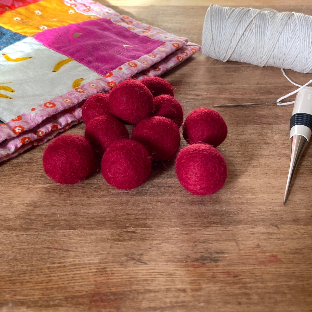Default Wool Felt Balls - #61 Cranberry - Ten 1" Balls, 2.2cm