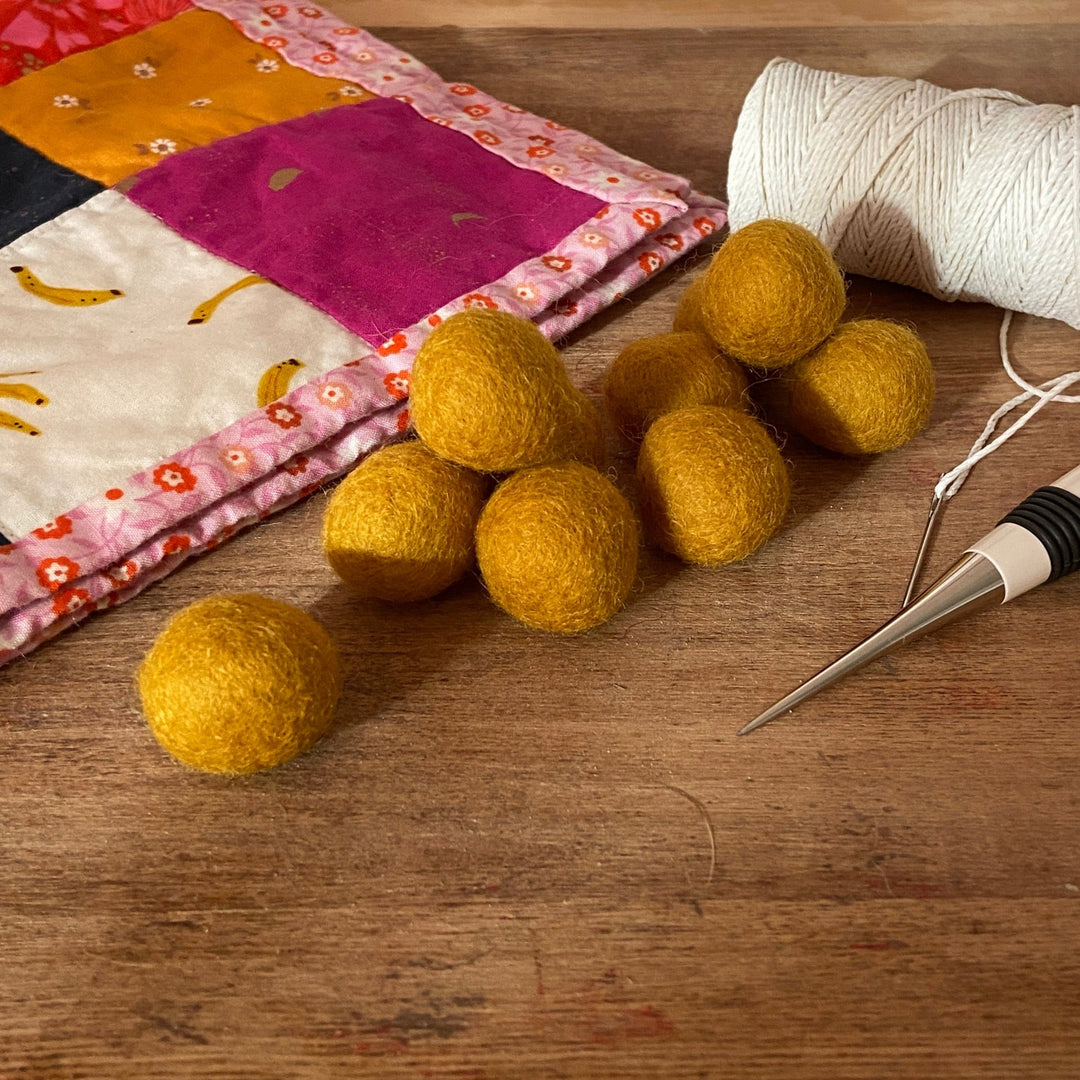 Default Wool Felt Balls - #82 Mustard - Ten 1" Balls, 2.2cm