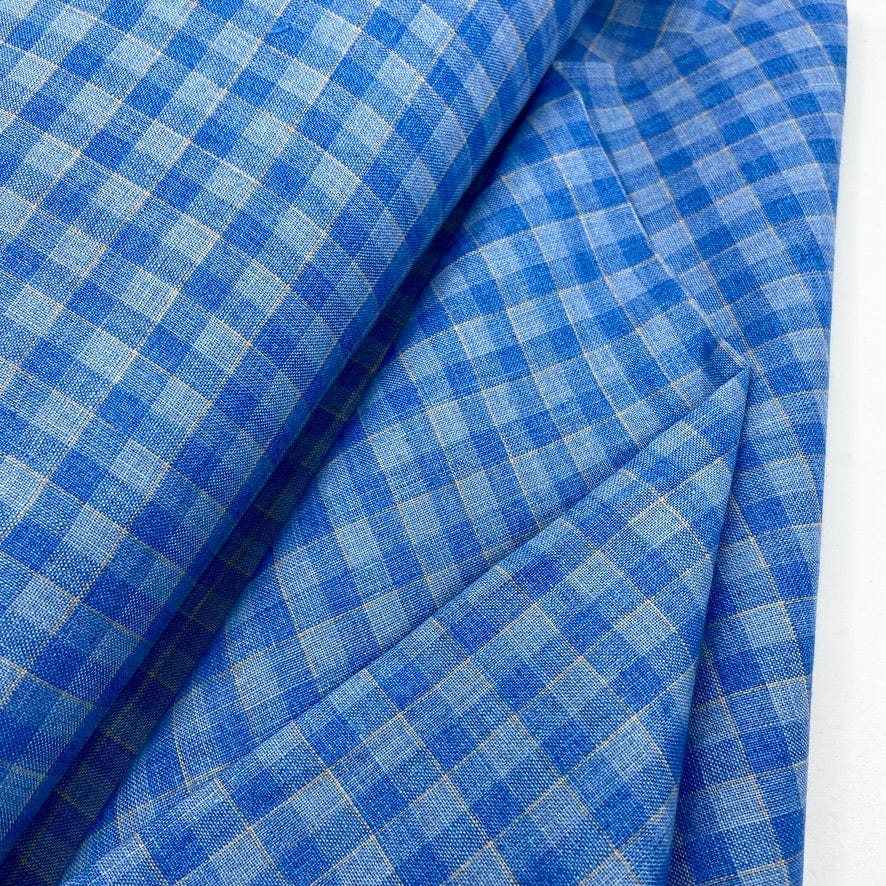 Yarn Dyed 100% Linen in Blue Check
