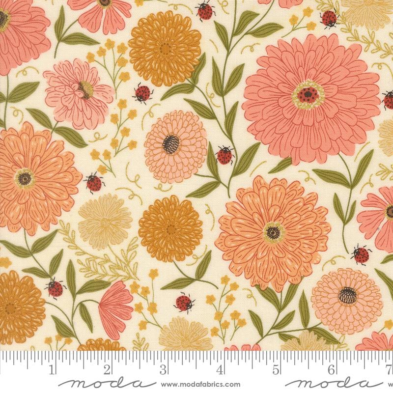 Default Zinnias in Eggshell MET - Ladybug Whimsy - Gingiber