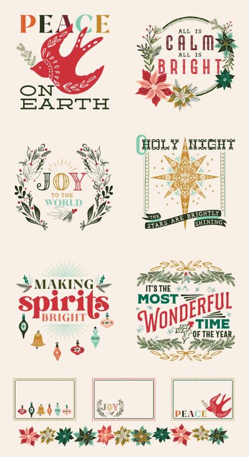 24" x 44" Christmas Songs - PANEL  - Cheer and Merriment Collection - MODA