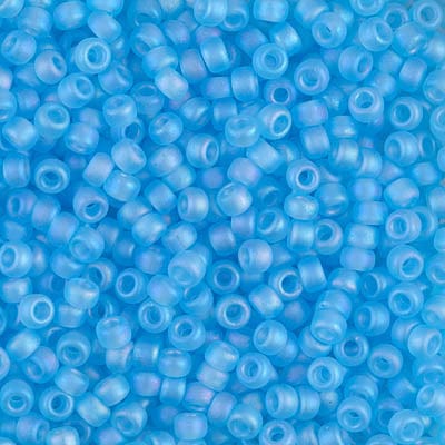 8/0 - Miyuki Glass Seed Beads - Matte Transparent AB - Aqua  - 8-148FR