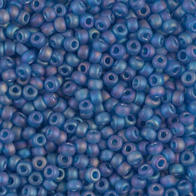 8/0 - Miyuki Glass Seed Beads - Matte Transparent AB - Capri Blue  - 8-149FR