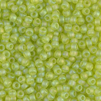 8/0 - Miyuki Glass Seed Beads - Matte Transparent AB - Chartreuse  - 8-143FR