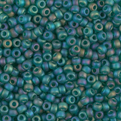 8/0 - Miyuki Glass Seed Beads - Matte Transparent AB - Emerald  - 8-147FR