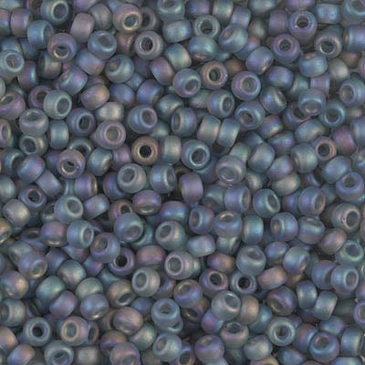 8/0 - Miyuki Glass Seed Beads - Matte Transparent AB - Gray  - 8-152FR