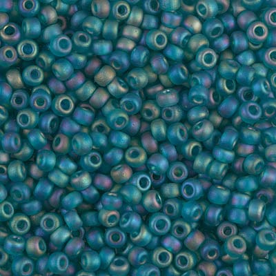 8/0 - Miyuki Glass Seed Beads - Matte Transparent AB - Teal  - 8-2405FR