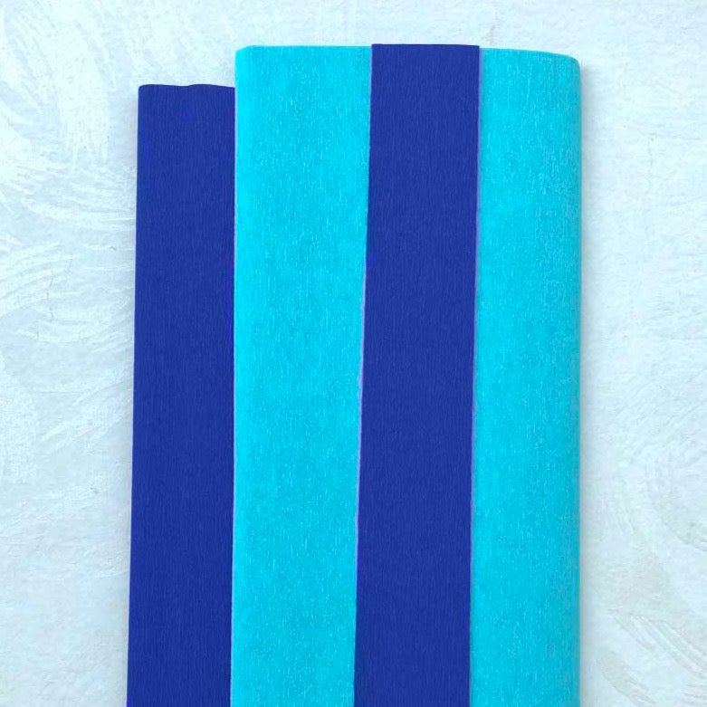 Aqua/Royal Double-Sided Crepe Paper, 10 inches x 49 inches