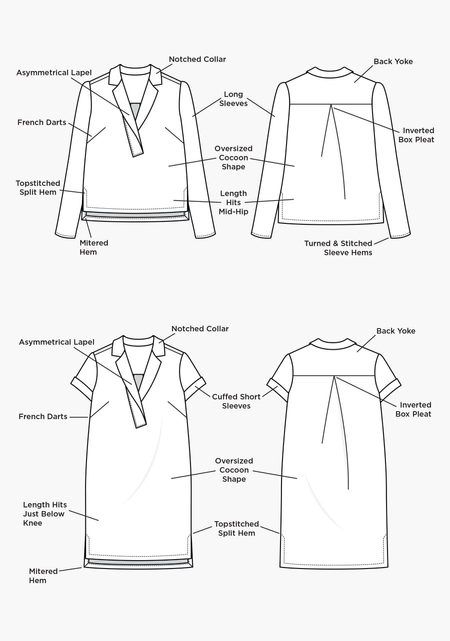 Augusta Shirt & Dress Sizes 0-30 - Grainline Studio
