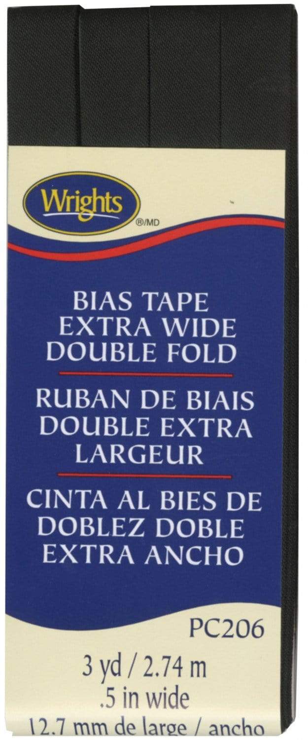 Black ~ 1/2" Double Fold Bias Tape from Wrights