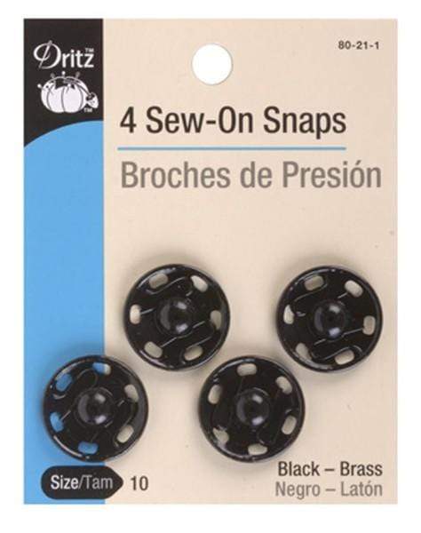 Black Sew-On Snaps, Size 10