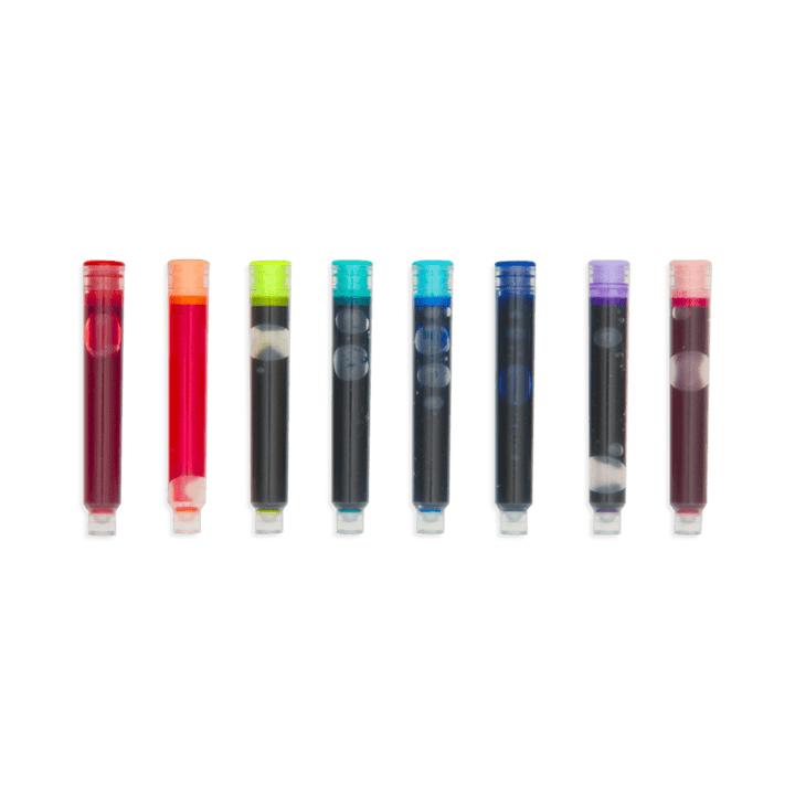 Color Write Colored Fountain Pens Ink Refills - Set of 8