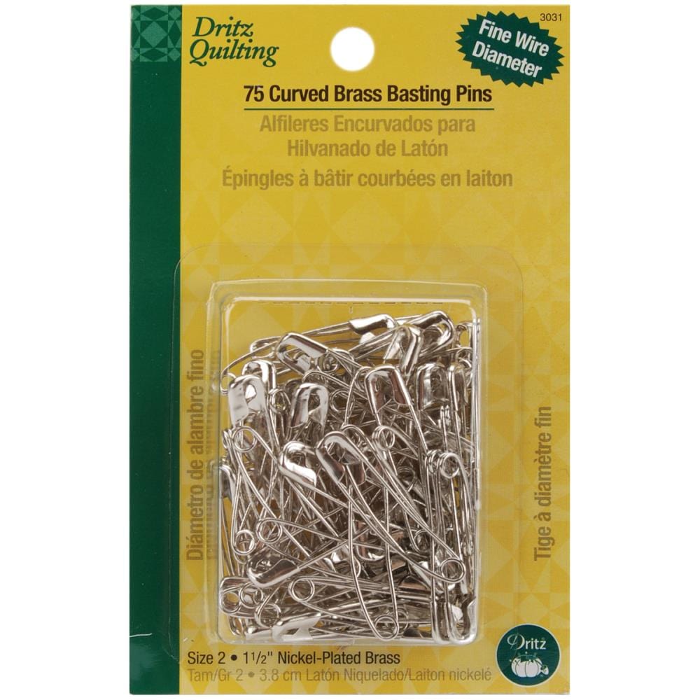 Curved Brass Basting Pins, 75 Pieces, Dritz