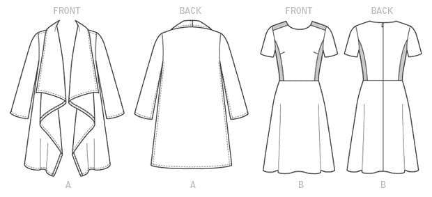 Draped Collar Coat and Dress, Larger Sizes, Lisette for Butterick B6244