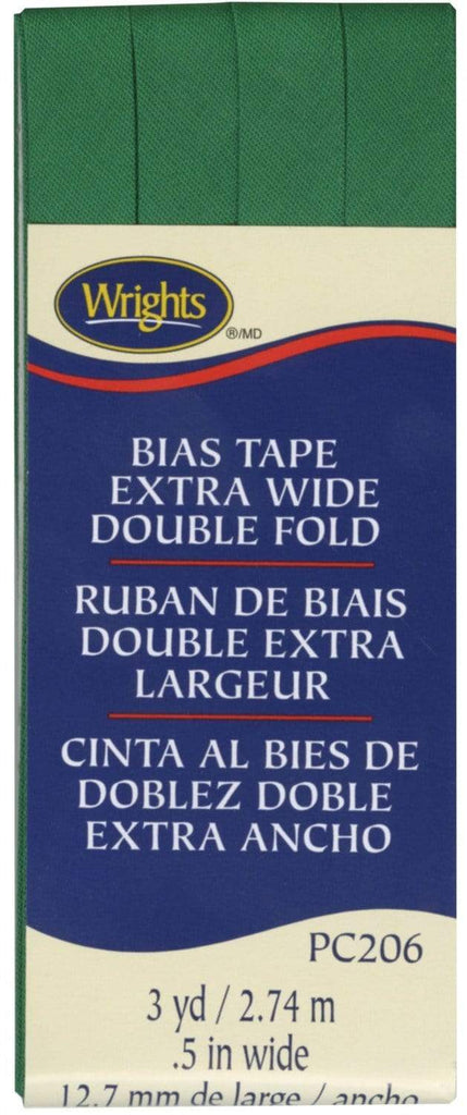 Wrights 1/2 Emerald Extra Wide Double Fold Bias Tape, 3 yd