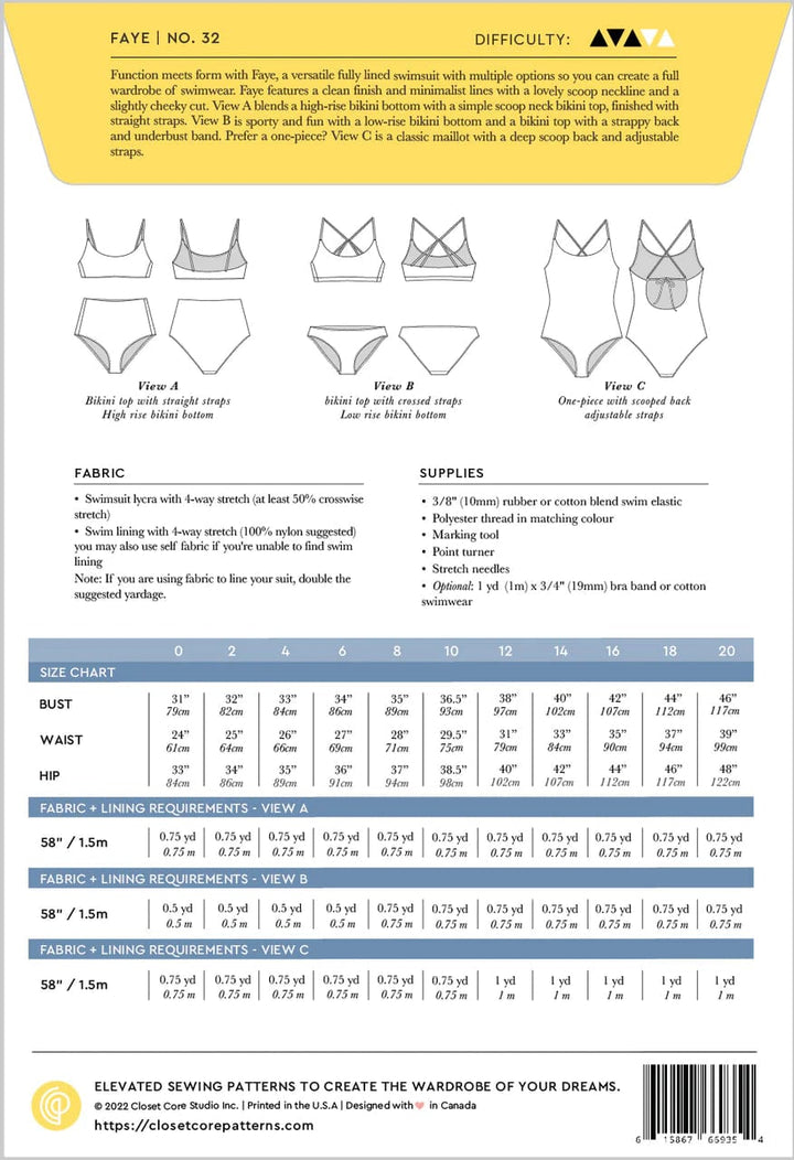 Faye Swimsuit - Closet Core Patterns - Sizes 0-20