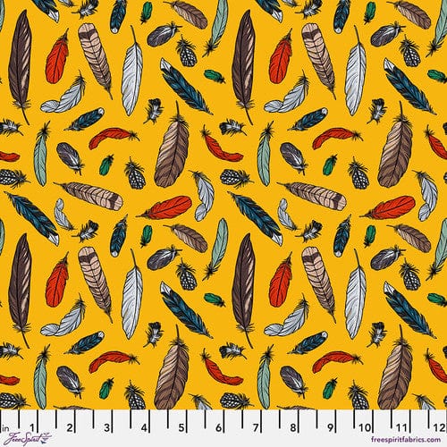 Feather Toss in Saffron - Birds of a Feather by Rachel Hauer - Freespirit