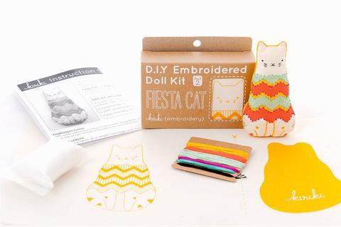 Fiesta Cat Embroidery Kit from Kiriki