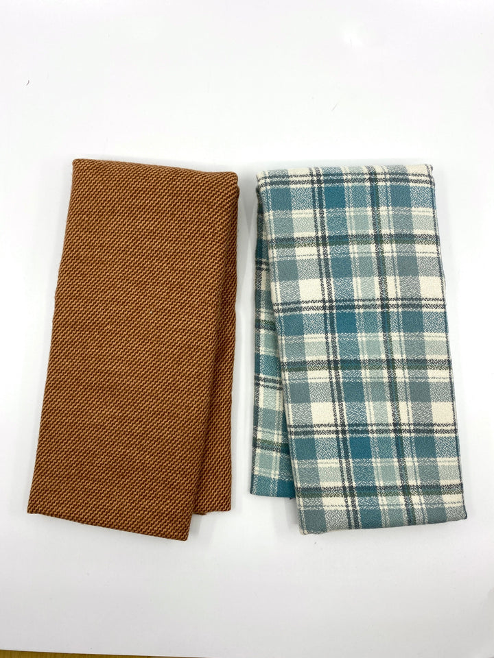 Flannel Scarf Kit - Dusty Blue and Nutmeg