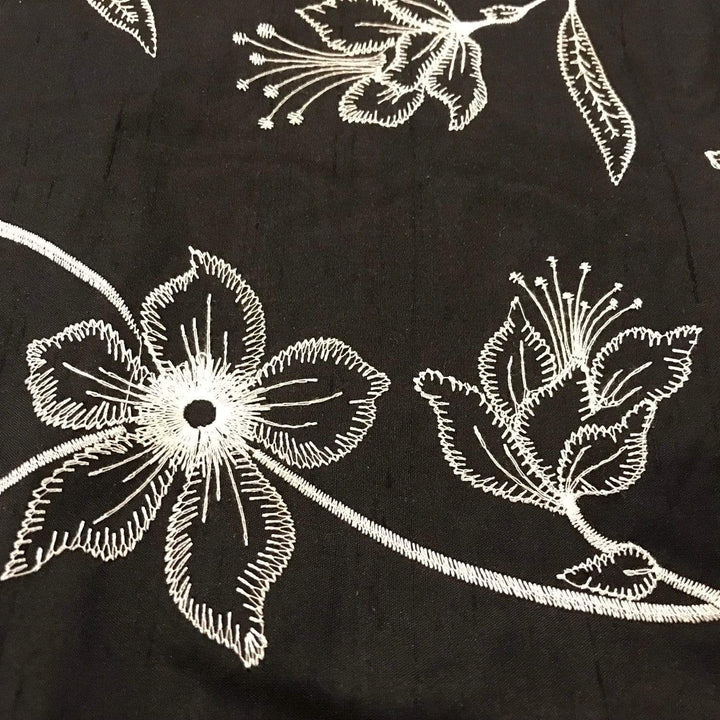 Floral Embroidery Shantung Silk by Silk Crafts