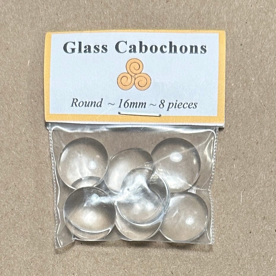 Glass Cabochons, 16mm Round, Eight Pieces