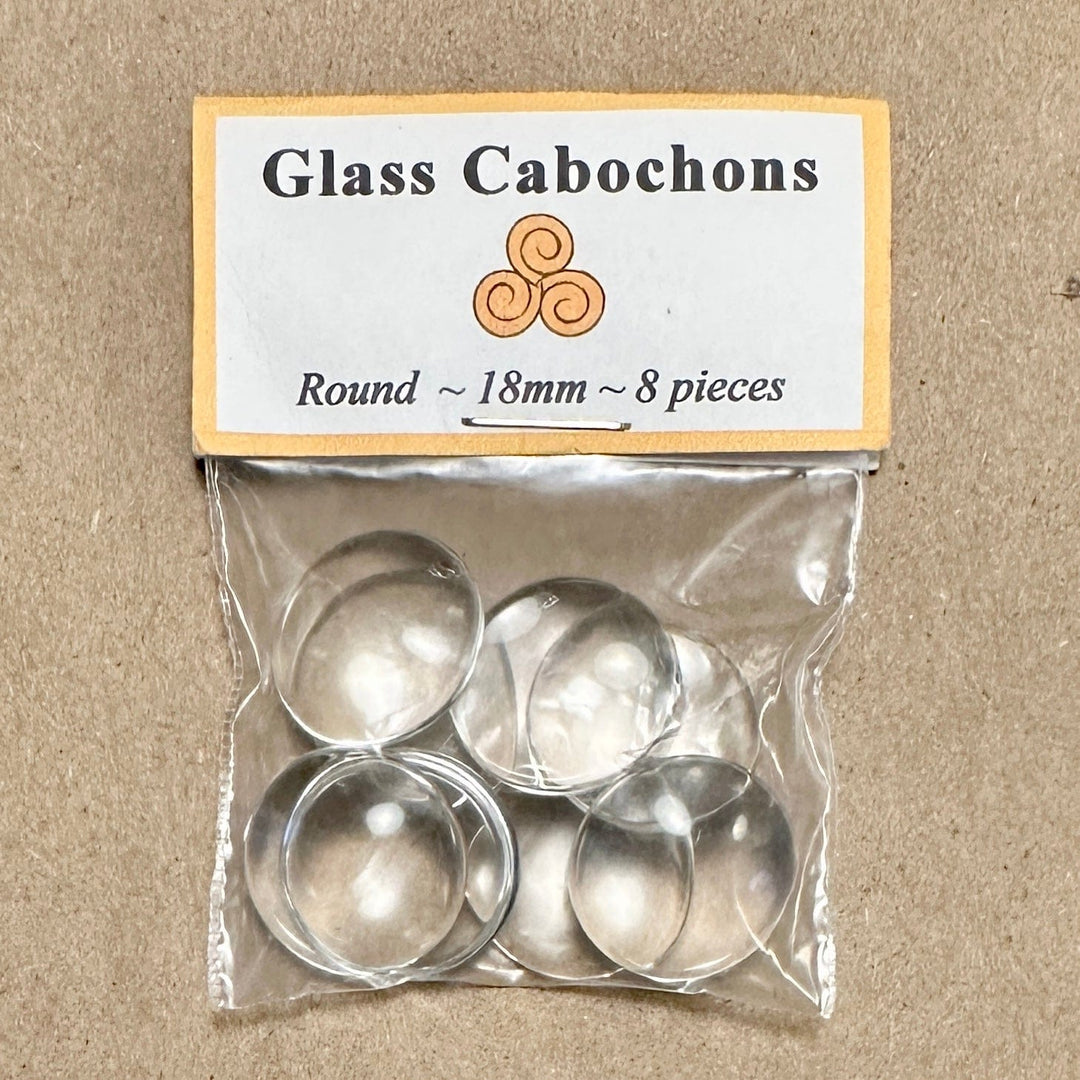 Glass Cabochons, 18mm Round, Eight Pieces