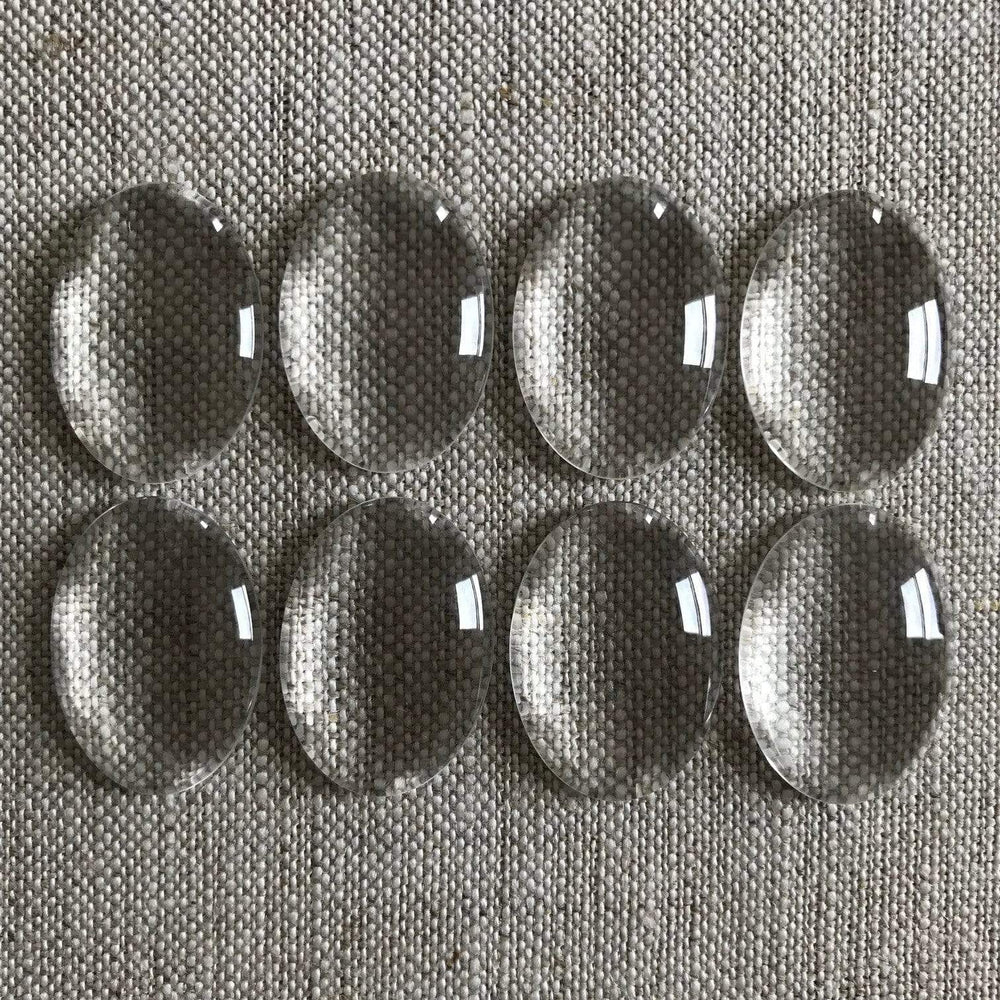 Glass Cabochons, 18mm x 25mm Oval, Eight Pieces