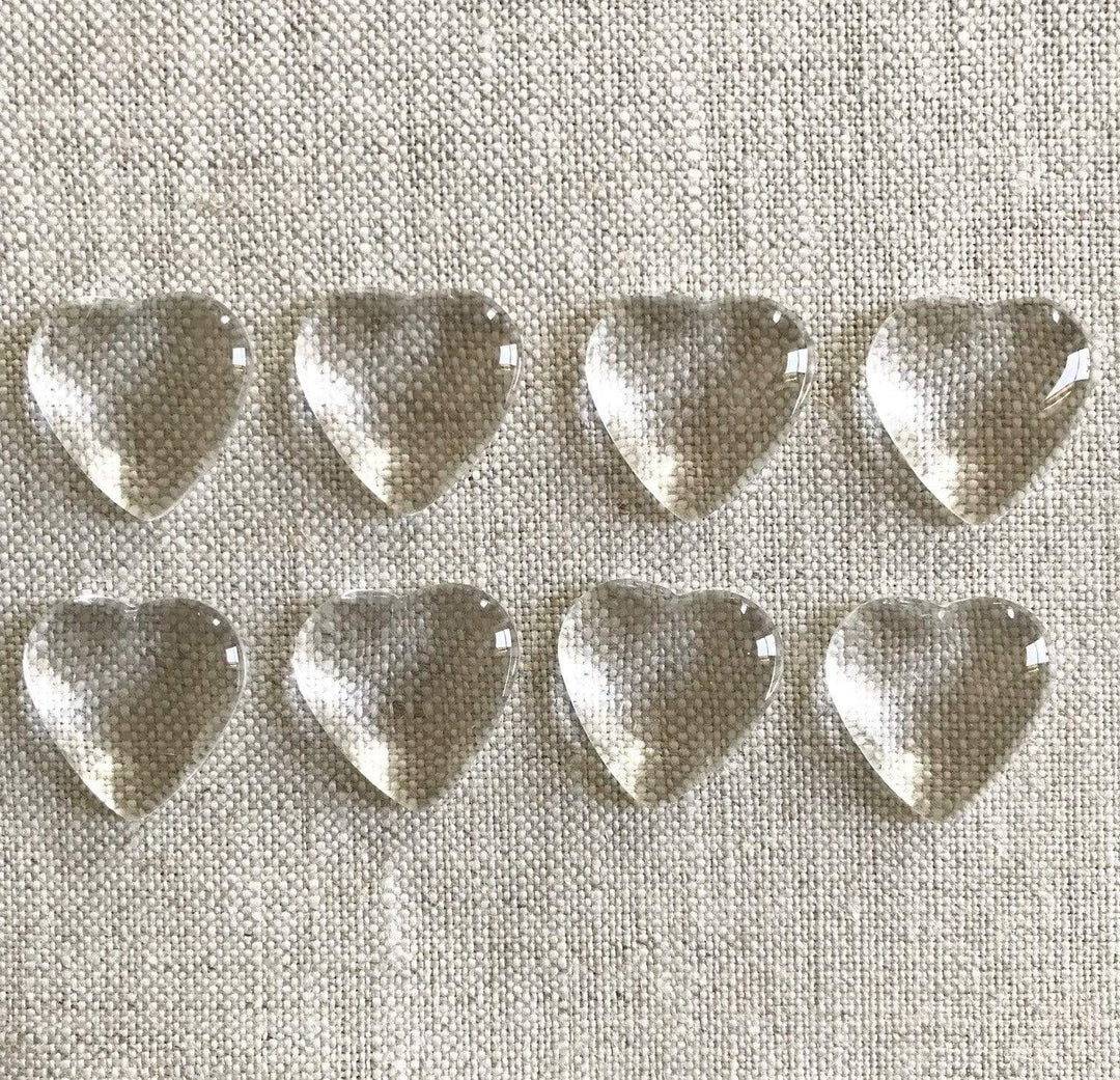 Glass Cabochons, 20 x 20 mm Heart Shape, Eight Pieces
