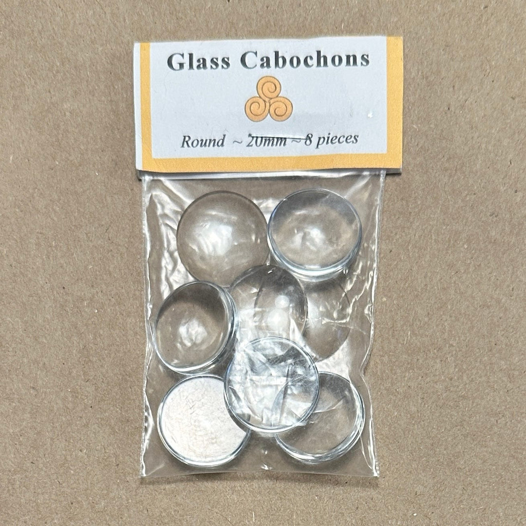 Glass Cabochons, 20mm Round, Eight Pieces