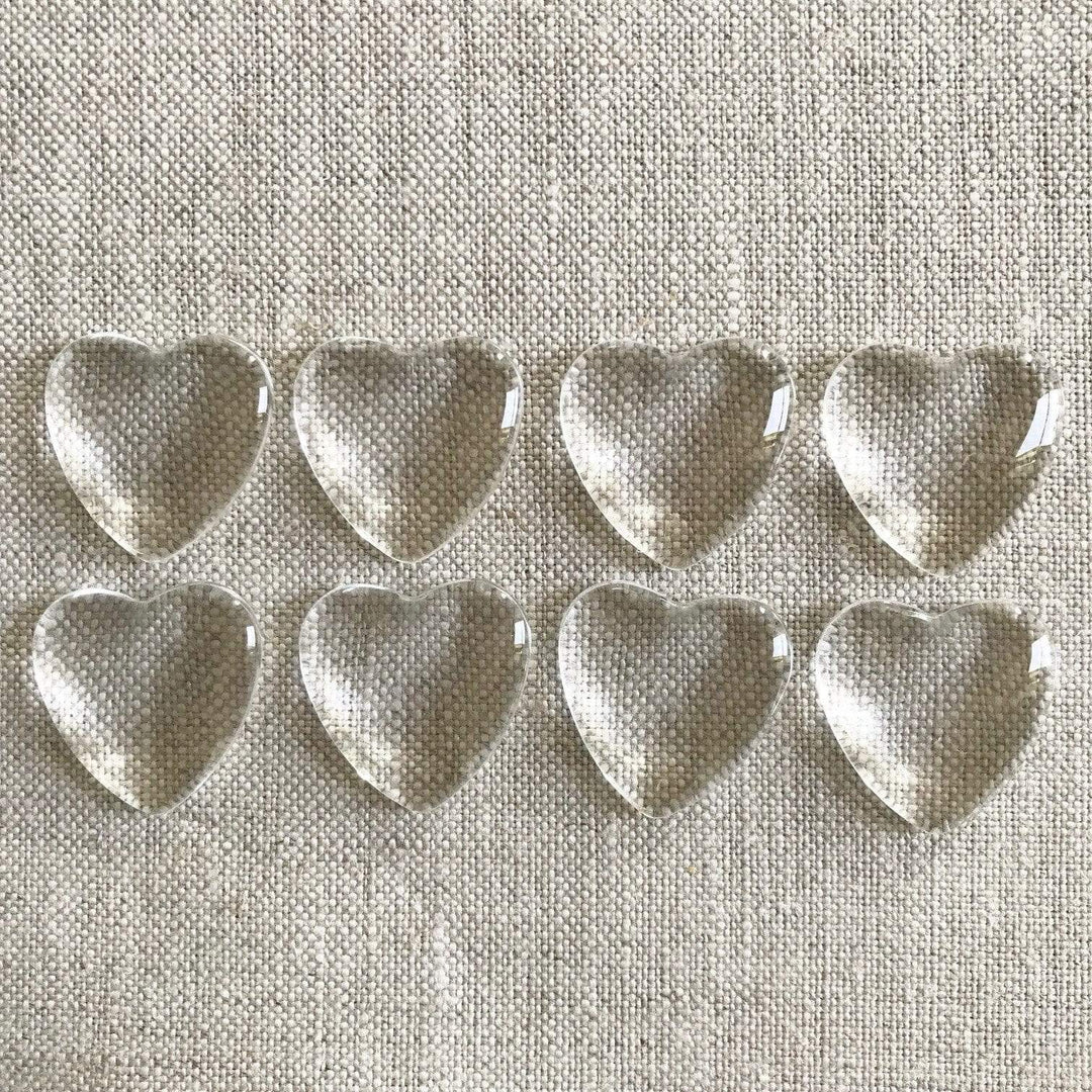 Glass Cabochons, 21 x 23 mm Heart Shape, Eight Pieces