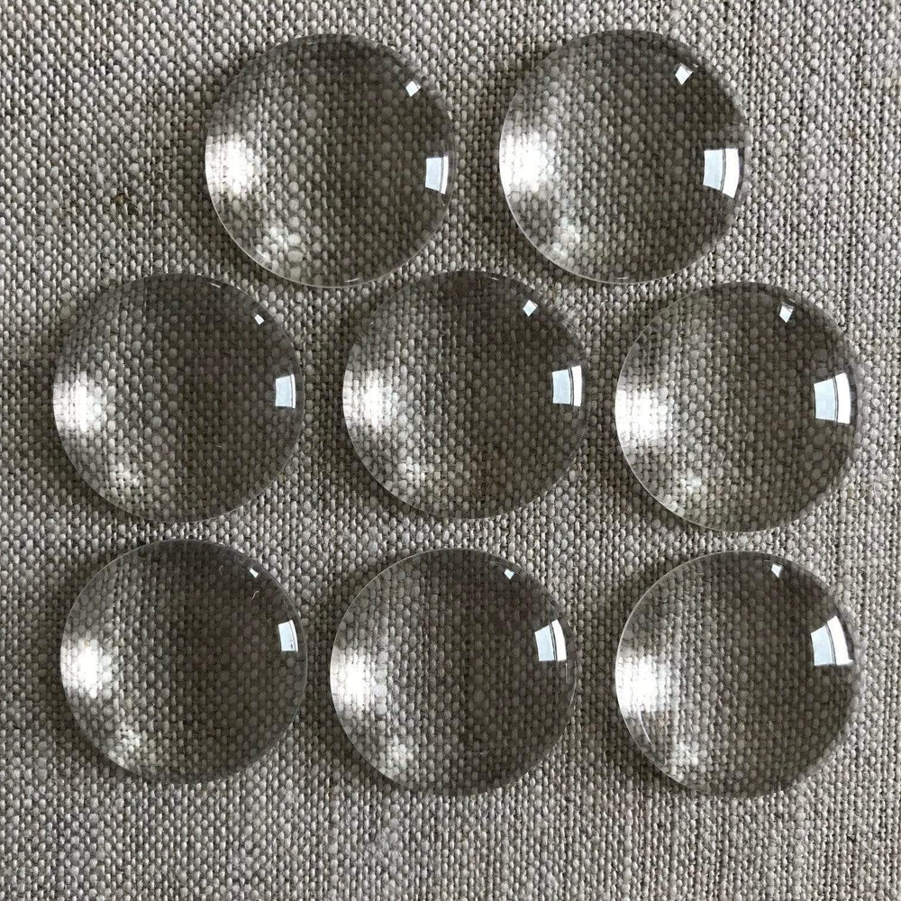 Glass Cabochons, 25mm Round, Eight Pieces