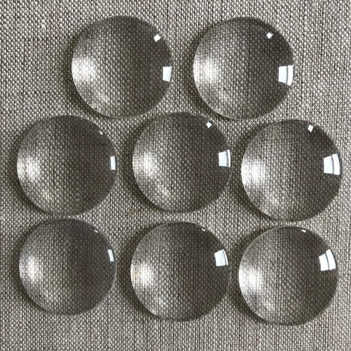 Glass Cabochons, 30mm Round, Eight Pieces
