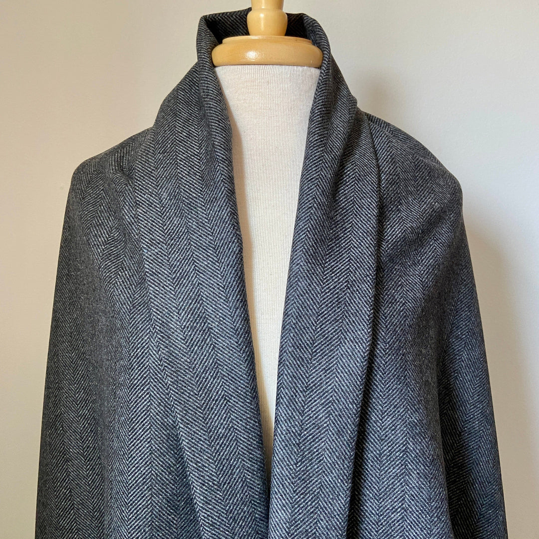Gray Italian Wide Herringbone Wool