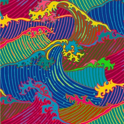 Great Wave in Color Burst - Indigo West - Alexander Henry