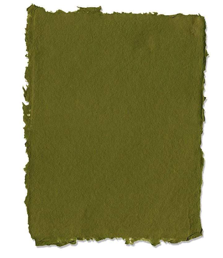 Handmade Deckle Edge Pastel Paper in Moss Green