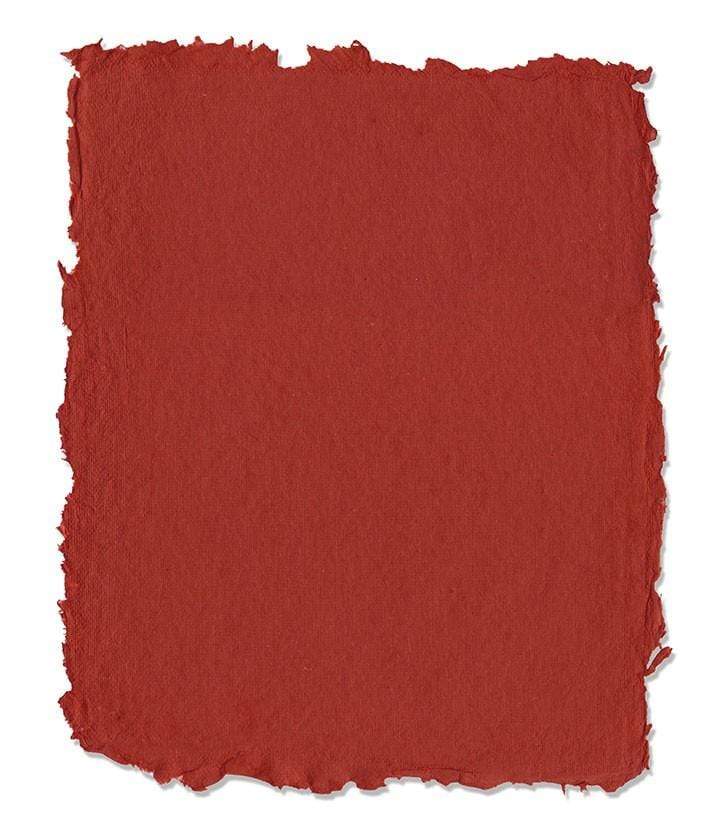 Handmade Deckle Edge Pastel Paper in Red