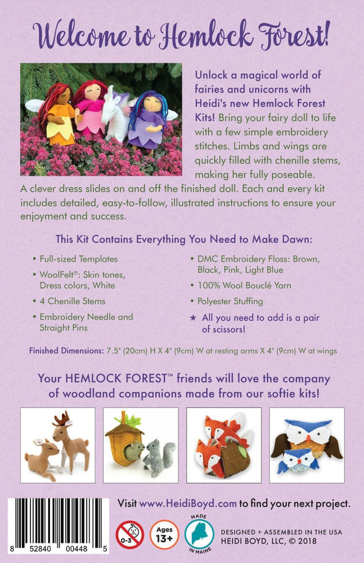 Hemlock Forest Forest Fairies Softie Kit - Dawn - Heidi Boyd