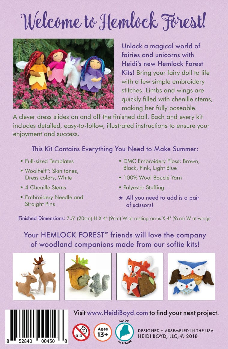 Hemlock Forest Forest Fairies Softie Kit - Summer - Heidi Boyd