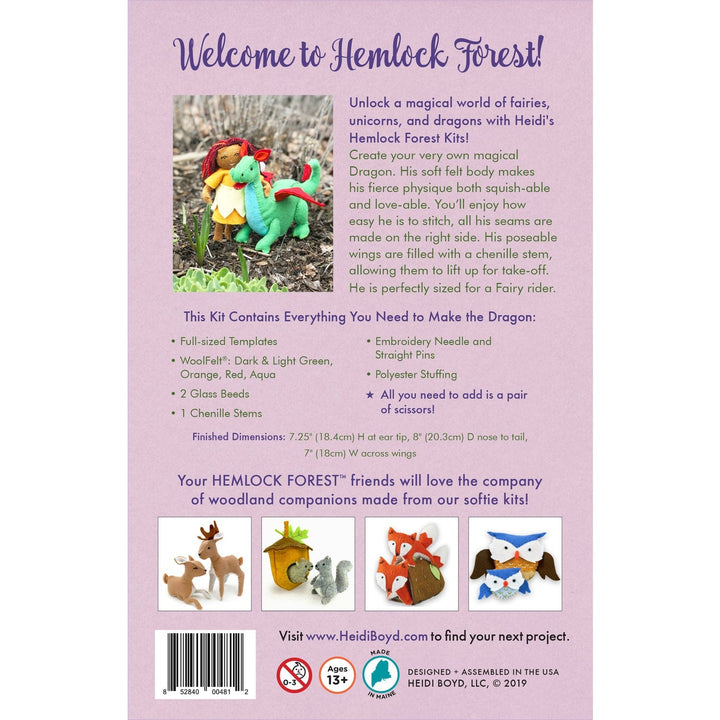 Hemlock Forest Softie Kit  - Dragon - Heidi Boyd