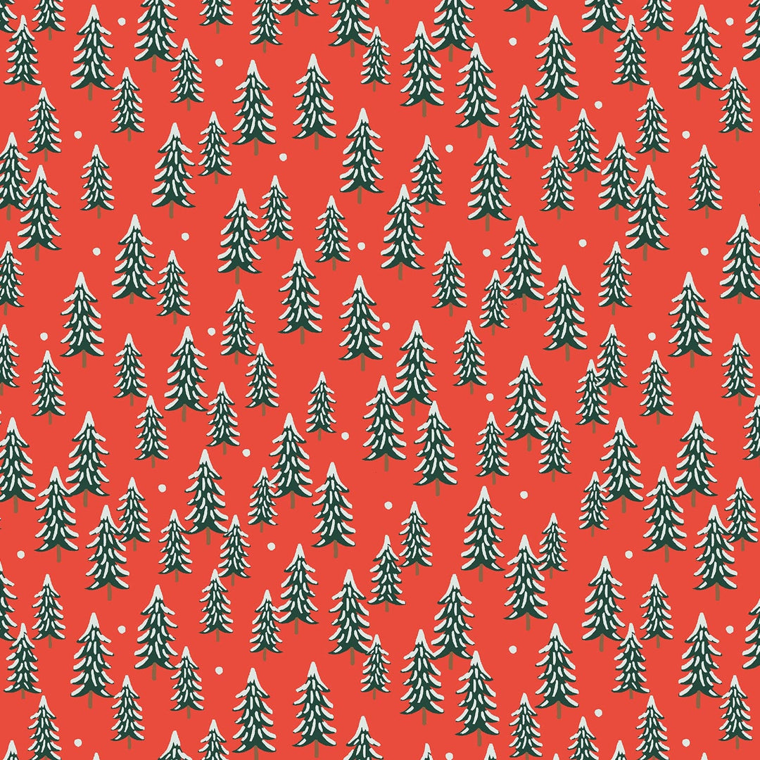 Holiday Classics - Fir Trees on Red Fabric - Rifle Paper Co.