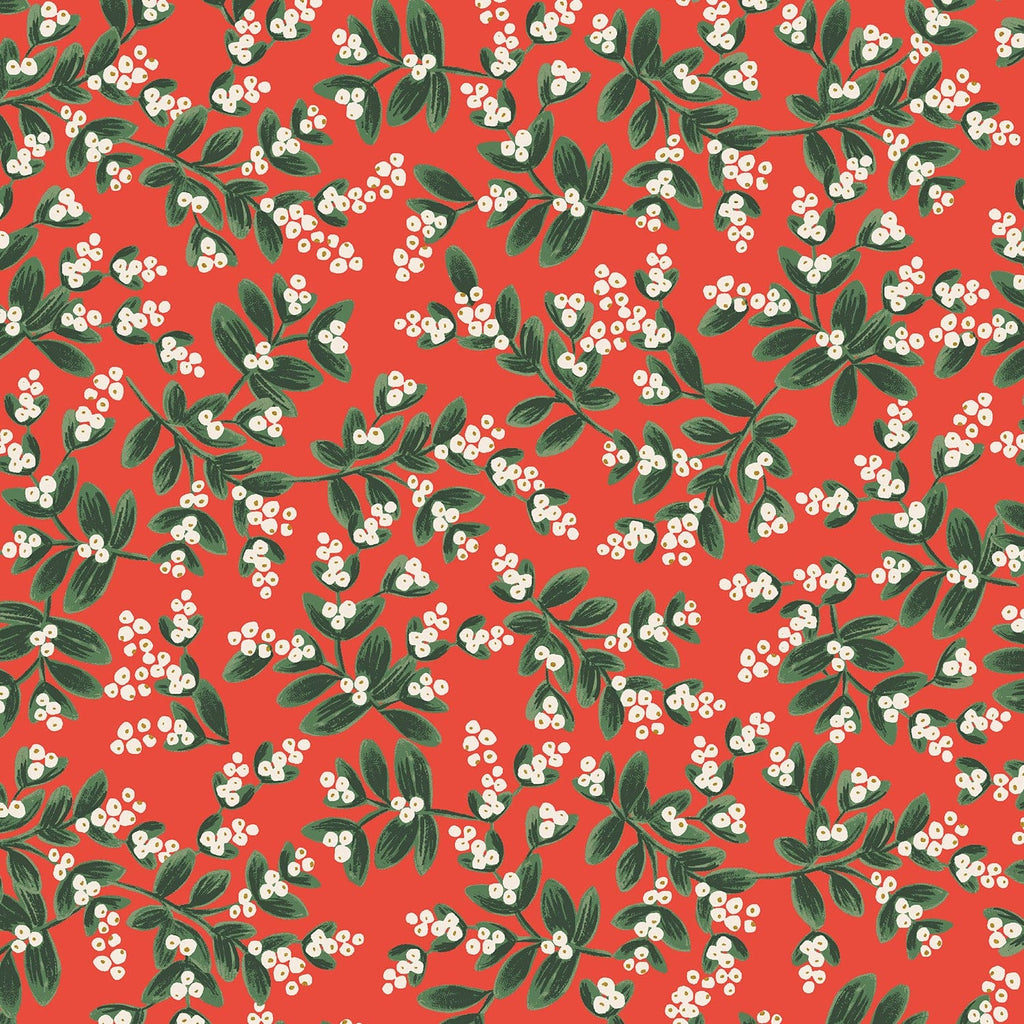 Rifle Paper Co. Holiday Classics Mistletoe Metallic Red - PER QUARTER METRE Rifle Paper Co. Holiday Classics Mistletoe Metallic Red - PER QUARTER METRE