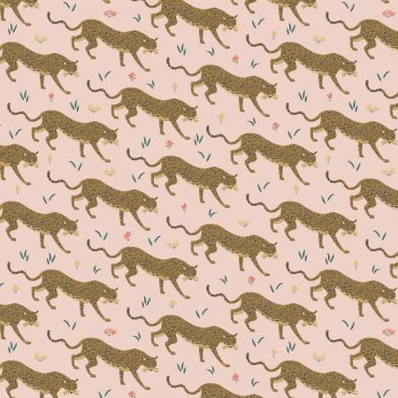 Jaguar - Blush Metallic Fabric ~ Camont Collection by Rifle Paper Co.