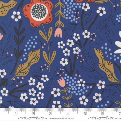 July Floral in Bluebird - Birdsong by Gingiber - MODA